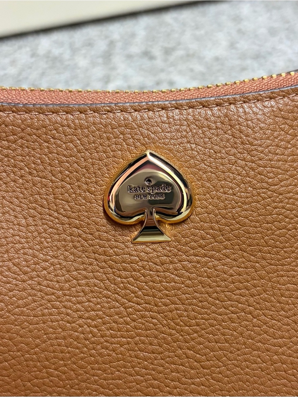 Kate Spade Cognac Pebbled Leather Shoulder Bag with Gold Hardware - Picture 3 of 12